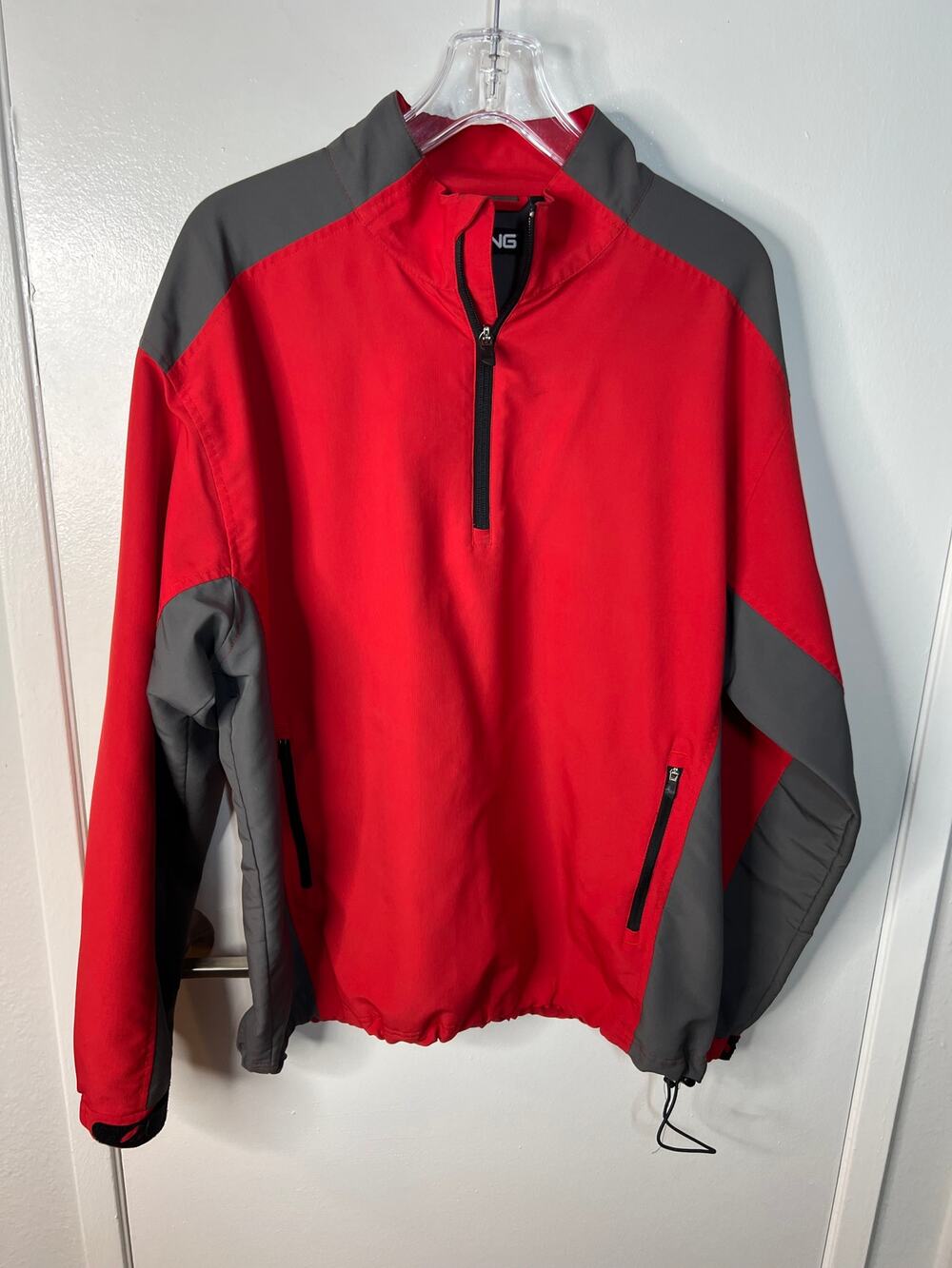 Ping Men's Grind 1/4 Zip Lightweight Pullover Jacket Red/Grey ~ Size L